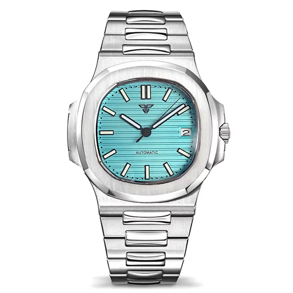 Tandorio – montre automatique de plongée pour hommes, 100M, boîtier carré NH35A, cadran noir bleu bl