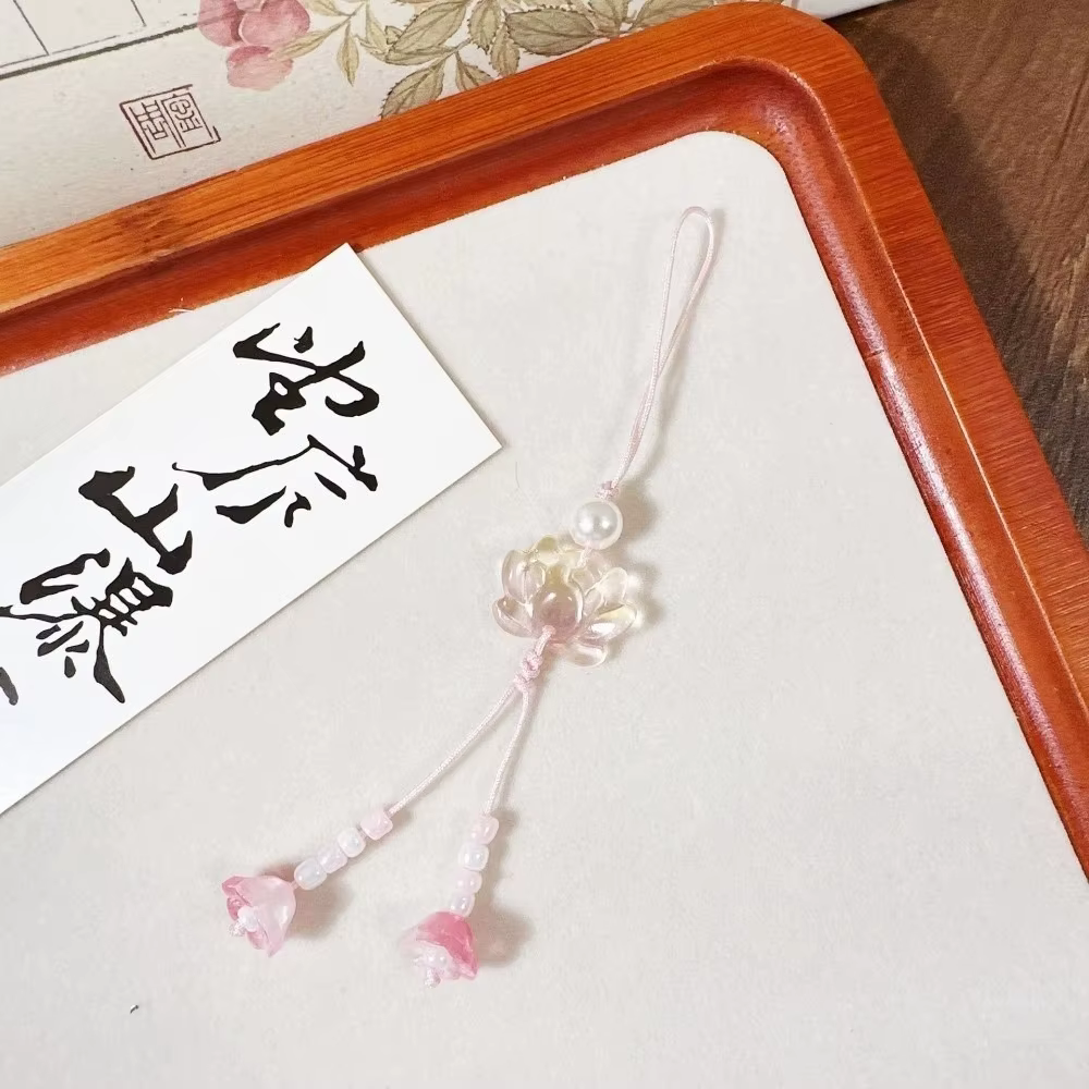 Accessoire de bijouterie, pendentif lotus perlé de style chinois, fait main, vintage, chaîne pour ap