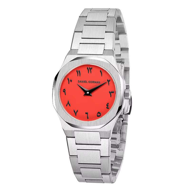 Montre Gorman pour femme avec cadran rouge Dopamine – Montre minimaliste à bracelet en acier avec ch