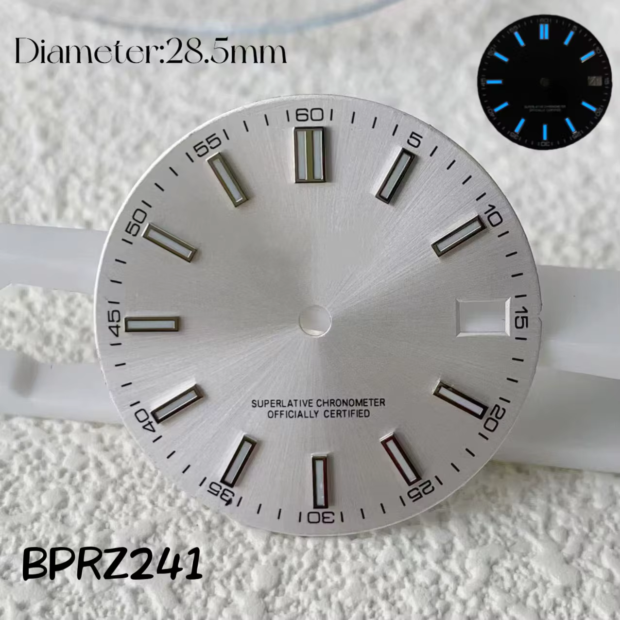 Cadran lumineux bleu avec logo S, 28.5mm, adapté au mouvement automatique NH35 NH36, cadran S 29mm,