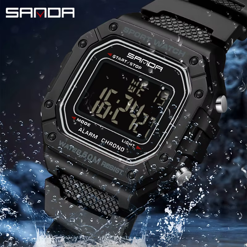 SANDA 2156 mode hommes montre militaire résistant à l'eau Sport montres armée grand cadran Led montr