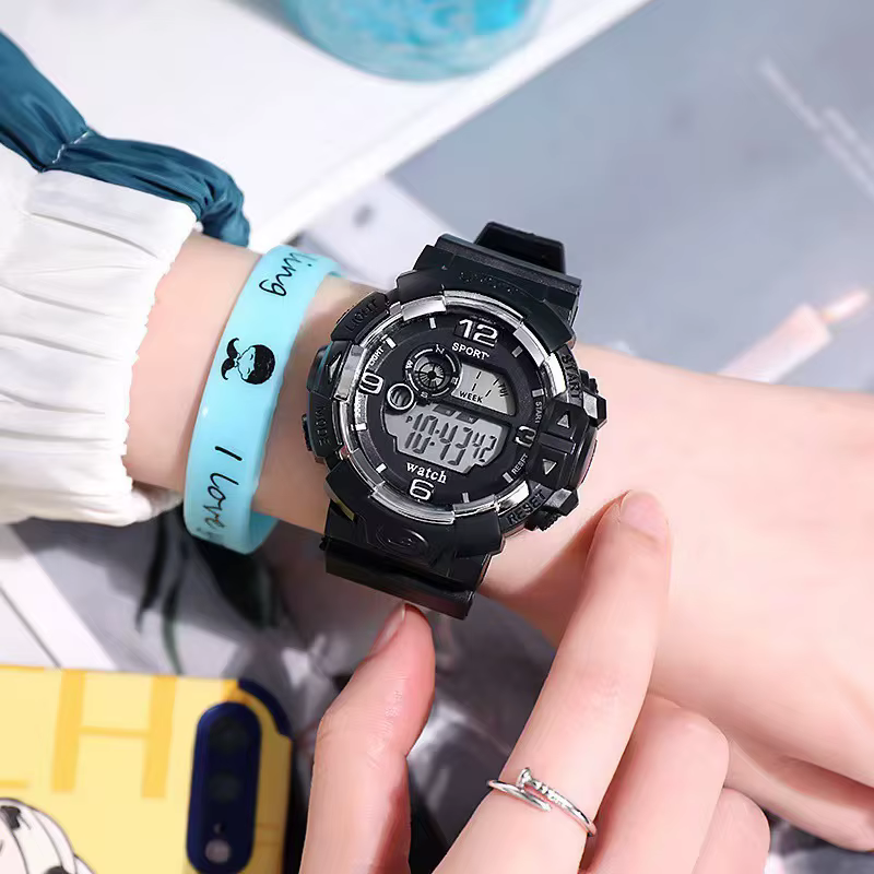 Montre électronique étanche pour femmes et hommes, montre de sport pour couple avec veilleuse avec f