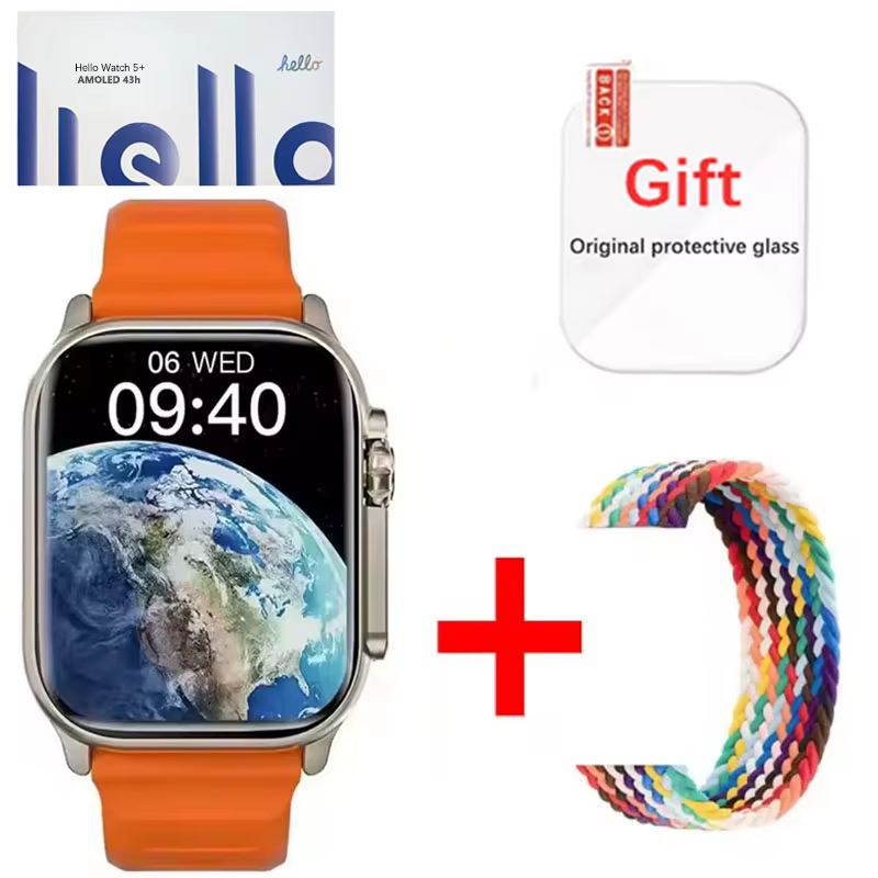 Montre connectée Hello Watch 5+ avec NFC, appels Bluetooth, moniteur de fréquence cardiaque, étanche
