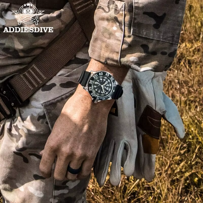 Addies Dive-Montre à quartz décontractée pour homme, affichage du calendrier, étanche 50m, tube, cad