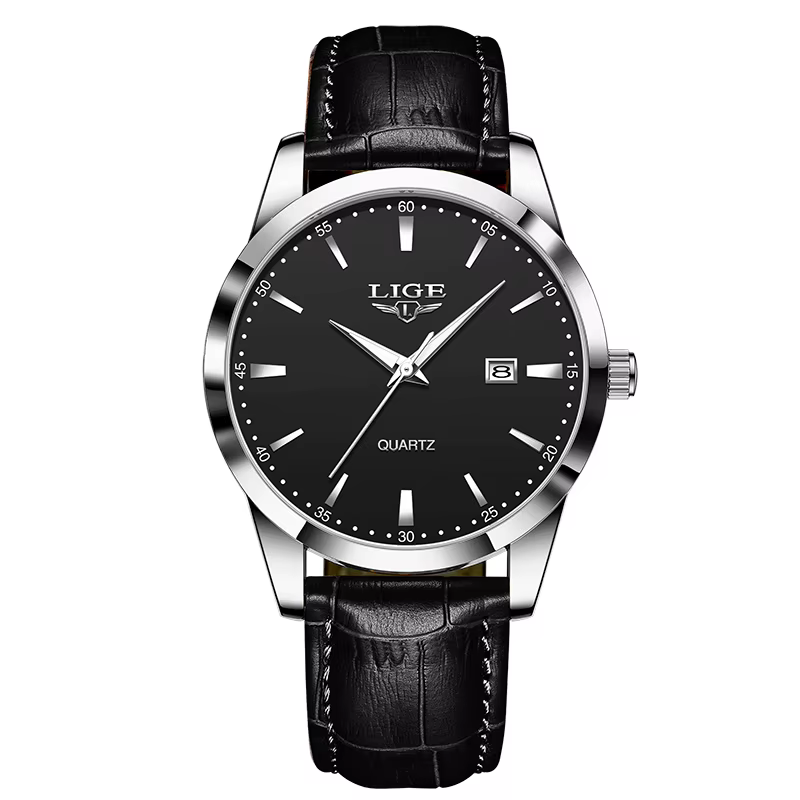 Relogios Masculino LIGE Top marque de luxe montre en cuir noir pour hommes mode militaire sport étan