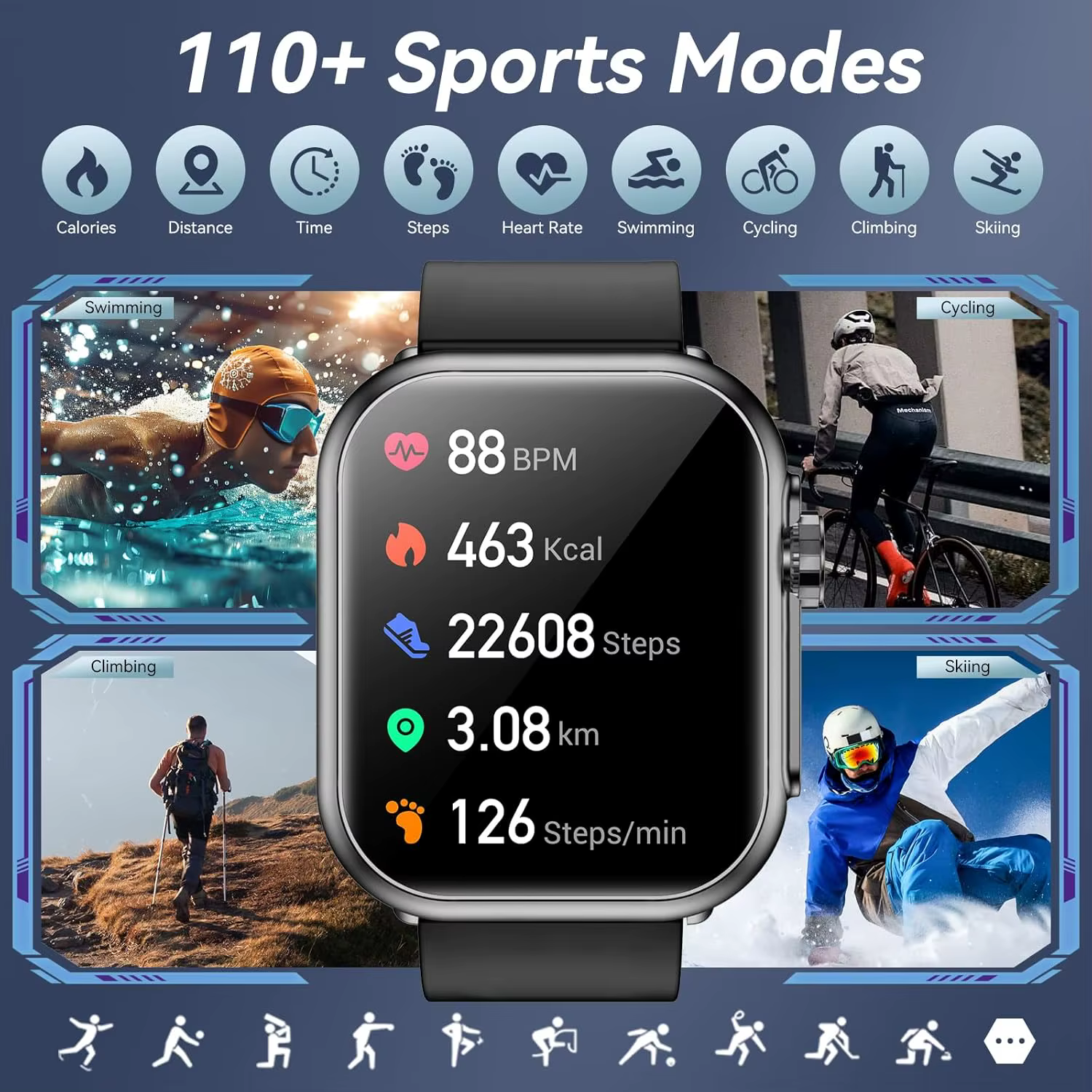 Montre Ultra K62 hommes femmes 1000mAh AMOLED 100 + Sport fréquence cardiaque HD Bluetooth appel GPS