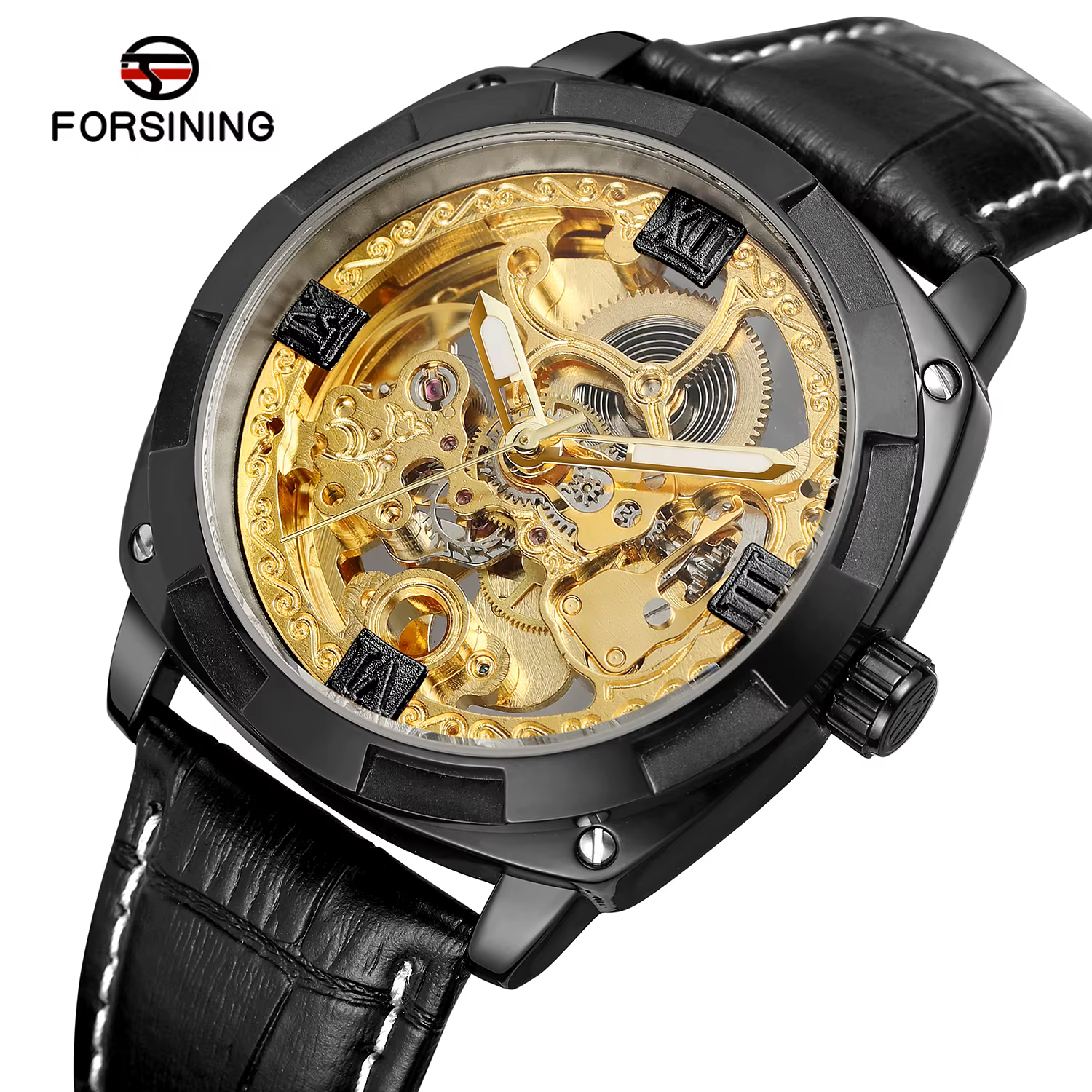 Nouvelle conception 2026 FORSINING Montre automatique classique décontractée, squelette 3D évidé, ét
