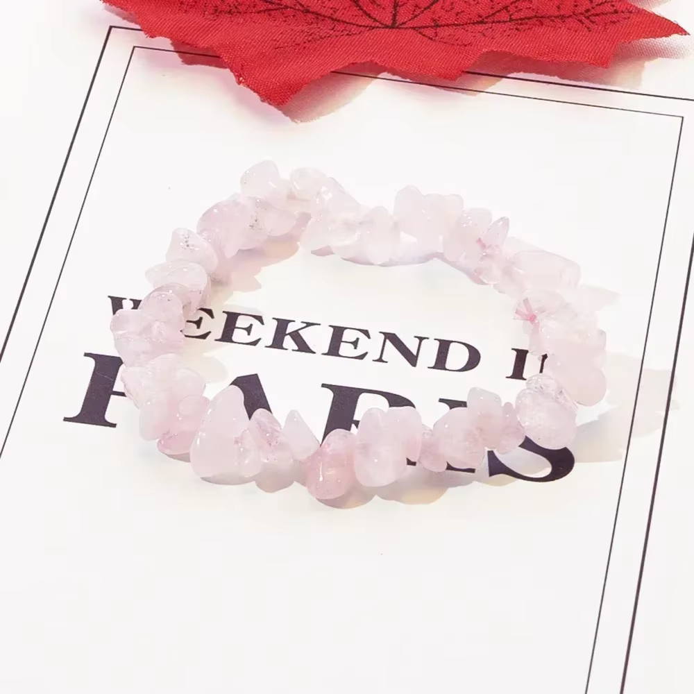 Bracelet en gravier naturel, perles extensibles, améthyste, cristal Rose, Quartz, Chakras, cadeau po