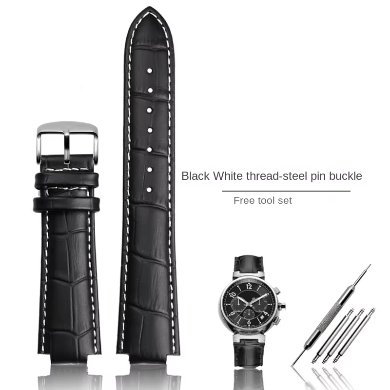 Bracelet de montre en cuir véritable pour homme et femme, bracelet de montre, série Louis Vuitton Ta