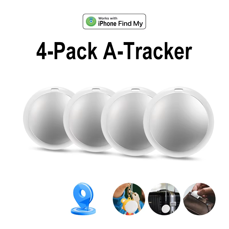 Lot de 4 AirTag anti-perte, traqueur GPS compatible Apple iOS, localisateur pour porte-clés, portefe