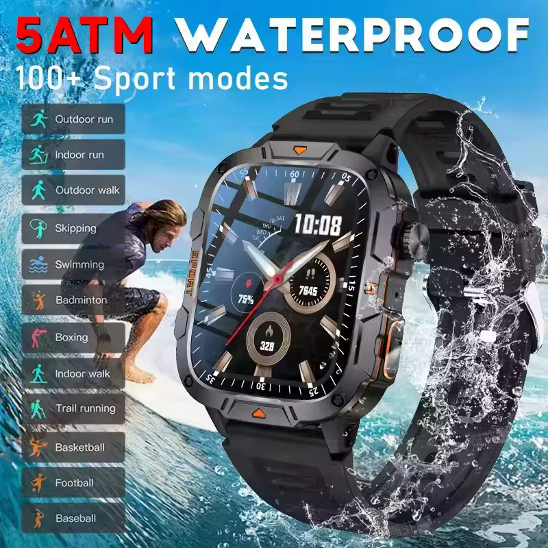Nouvelle Montre Connectée Militaire 2025 pour Hommes, Écran AMOLED 1,96'', Étanche 5ATM, Suivi Sport