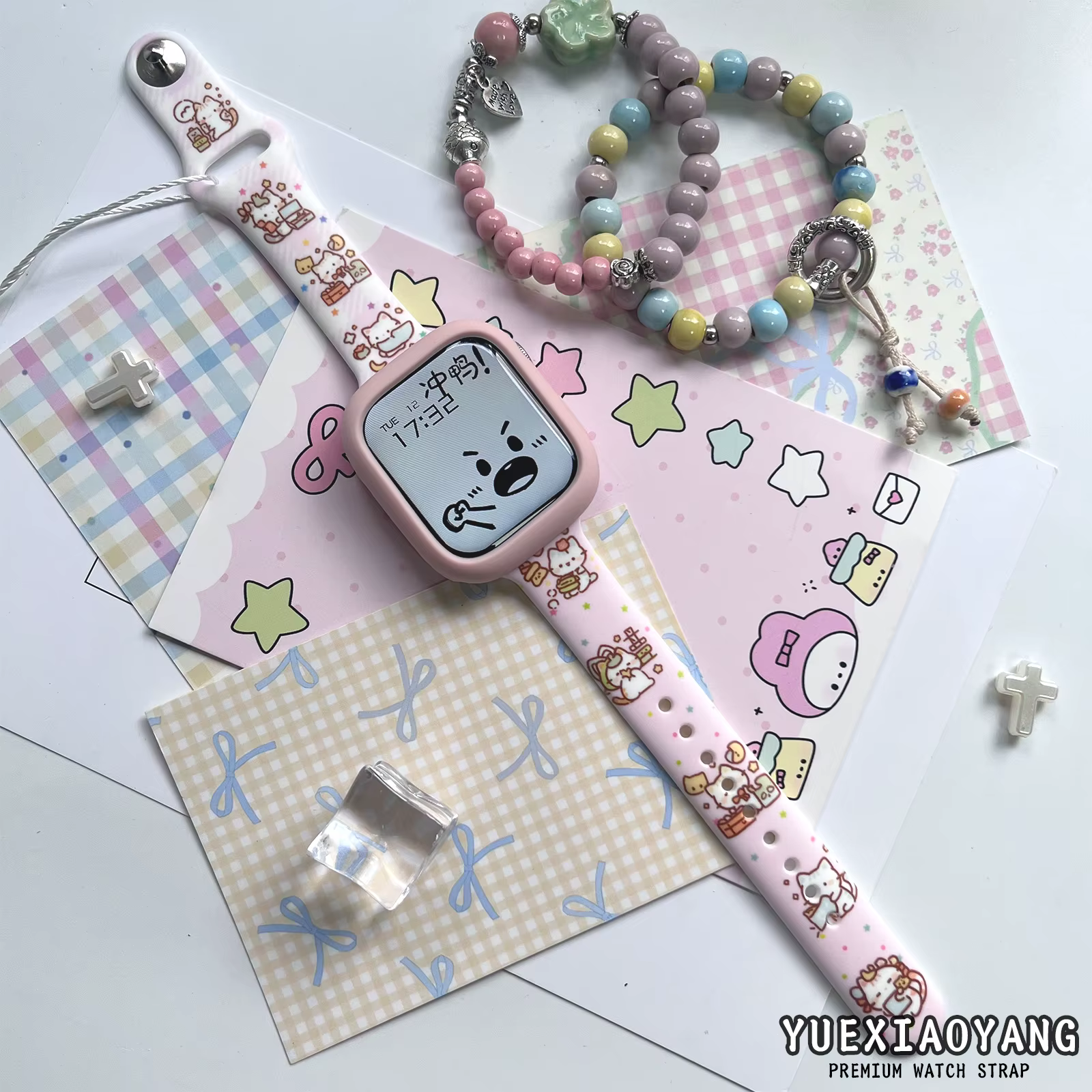 Bracelet imprimé série chaton mignon pour Apple Watch 11 10 9 8 SE, bracelet mince remplaçable pour 