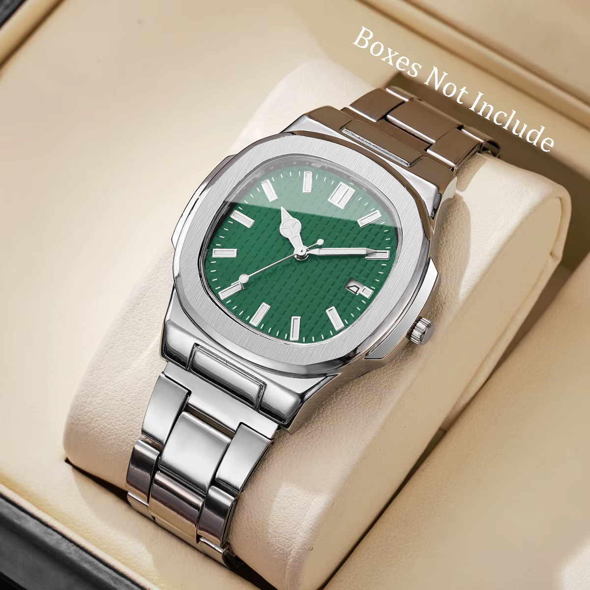 Montres de luxe carrées pour hommes, montre à quartz simple avec calendrier pour hommes (sans boîte)