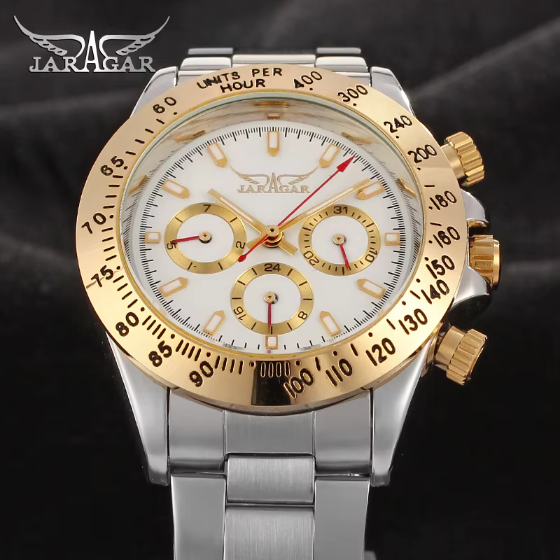 JARAGAR luxe multifonctionnel automatique homme montres en acier inoxydable Vintage mécanique étanch
