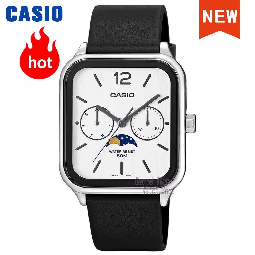 Montre-bracelet Casio pour hommes, montre-bracelet carrée à quartz, étanche, édition limitée, Moonph