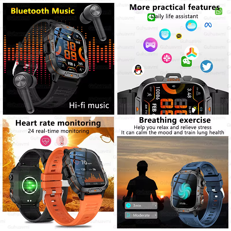 Nouvelle Montre Connectée Militaire 2025 pour Hommes, Écran AMOLED 1,96'', Étanche 5ATM, Suivi Sport
