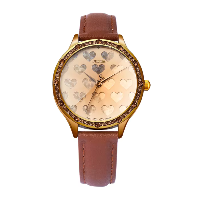 Montre pour femme Julius Lady, grand cadran, cœur scintillant, Quartz japonais, mode heures, Bracele