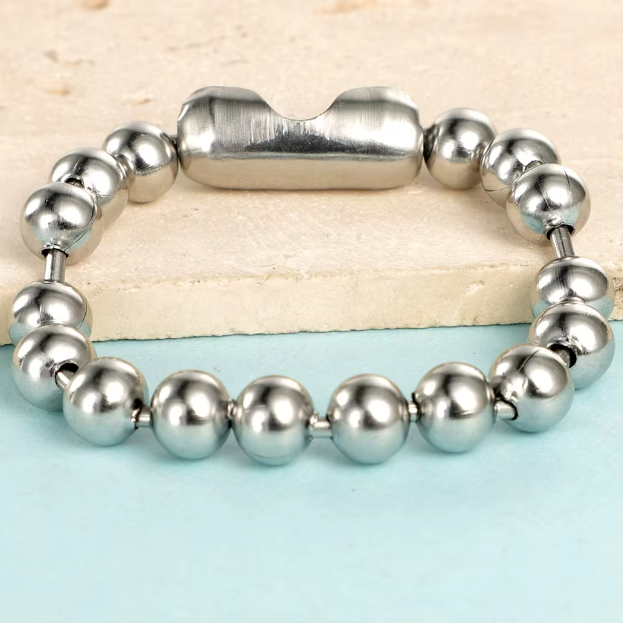 JOPulsera-Bracelet de perles en acier inoxydable pour hommes et femmes, perle de document en métal, 
