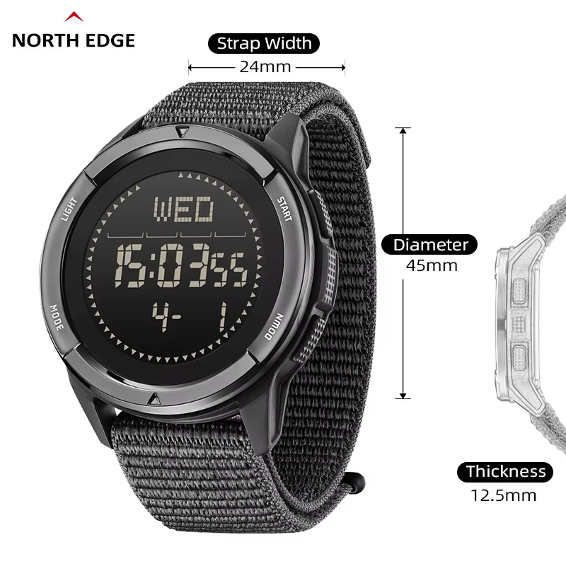 NORTH EDGE ALPS montre numérique en fibre de carbone pour hommes choc militaire sport boussole extér