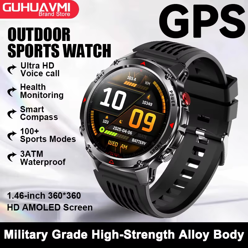 2025 nouvelle carte GPS Navigation montre intelligente hommes femmes écran Amoled 3ATM étanche Sport