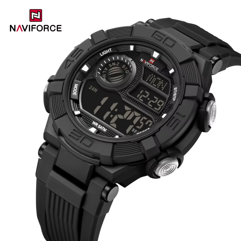 Montres NAVIFORCE pour homme, affichage numérique LCD de la date et du jour, légères, 24 heures, éta