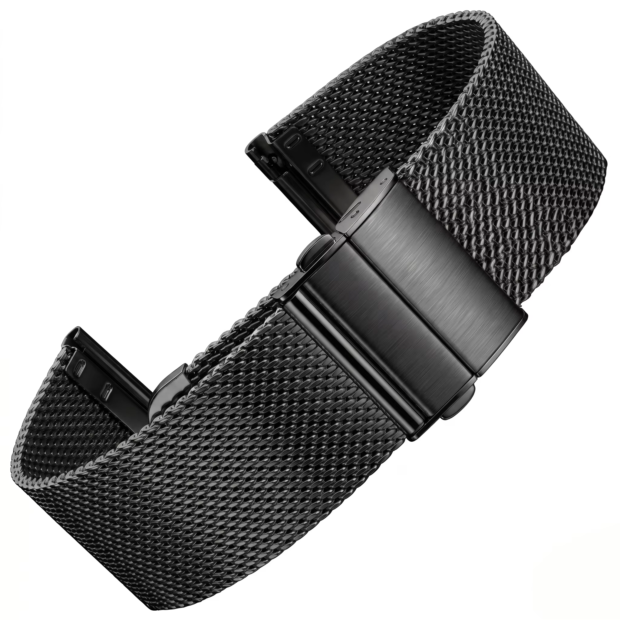 Bracelet de montre en maille milanaise 16 18 20 22 mm avec fermoir double-poussoir, bracelet argenté