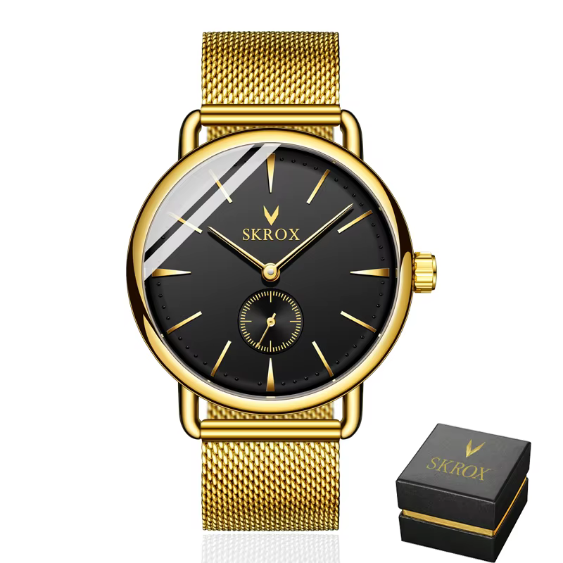 SKROX-Montre mécanique manuelle pour homme, montres-bracelets étanches, horloge fine, marque de luxe