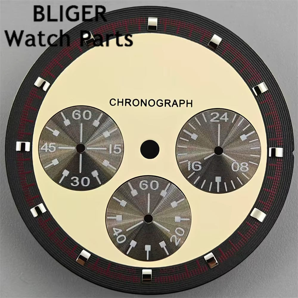 BLIIGER-Cadran de montre à quartz avec aiguilles serrées, aiguilles brillantes vertes, mouvement à q