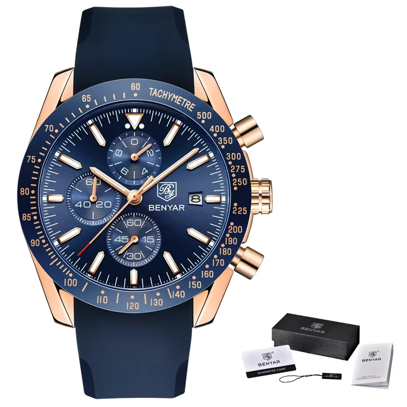 Hommes montre BENYAR Top marque de luxe en acier affaires montre à Quartz hommes décontracté étanche