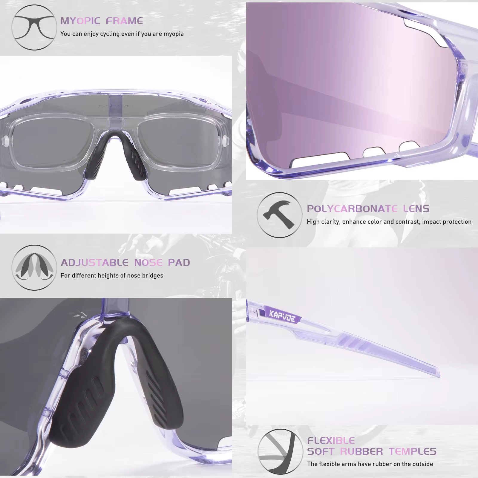 Kapvoe lunettes de cyclisme vtt équitation course lunettes de soleil UV400 ski pêche escalade lunett