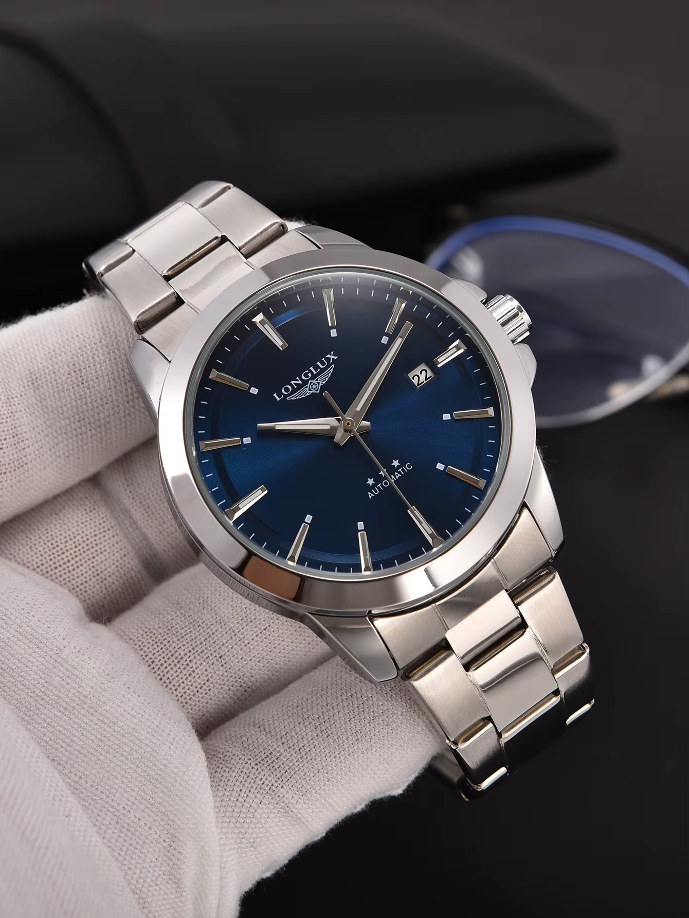 Montre automatique pour hommes, date d'affaires, mécanique, étanche, en acier inoxydable, lumineuse,
