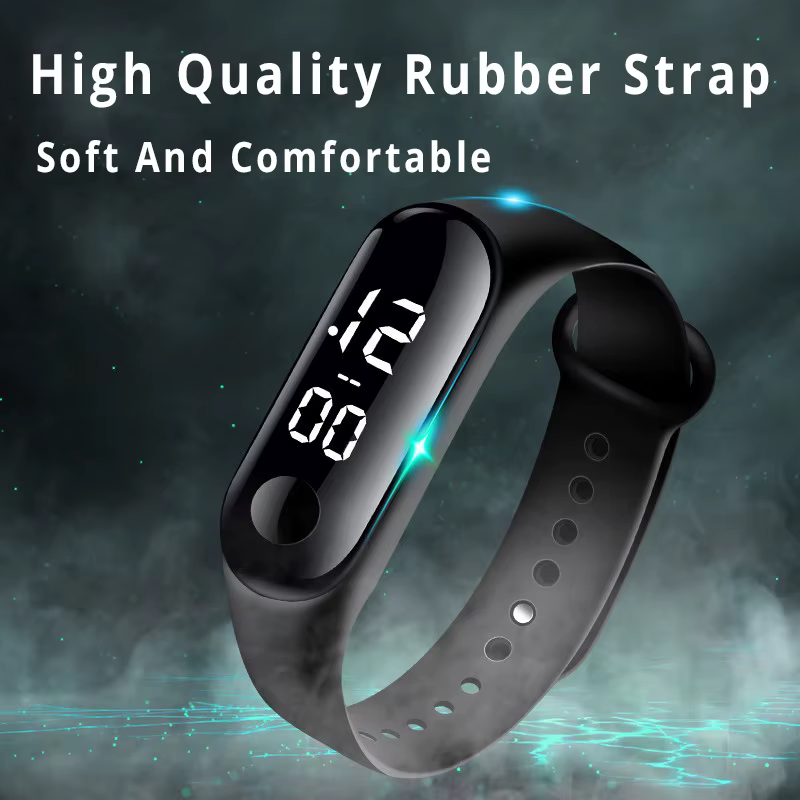 8 pièces enfants montres pour filles bracelet en caoutchouc étanche école étudiant montre LED femmes