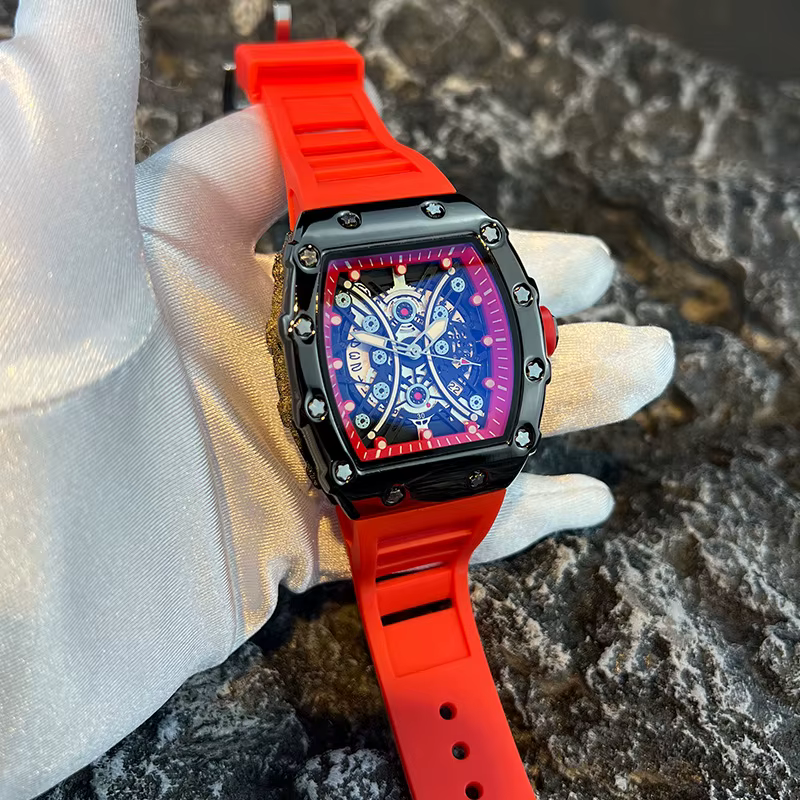 Montre pour hommes lumière marque de luxe cadran baril de vin à la mode nuit lueur montre de sport c