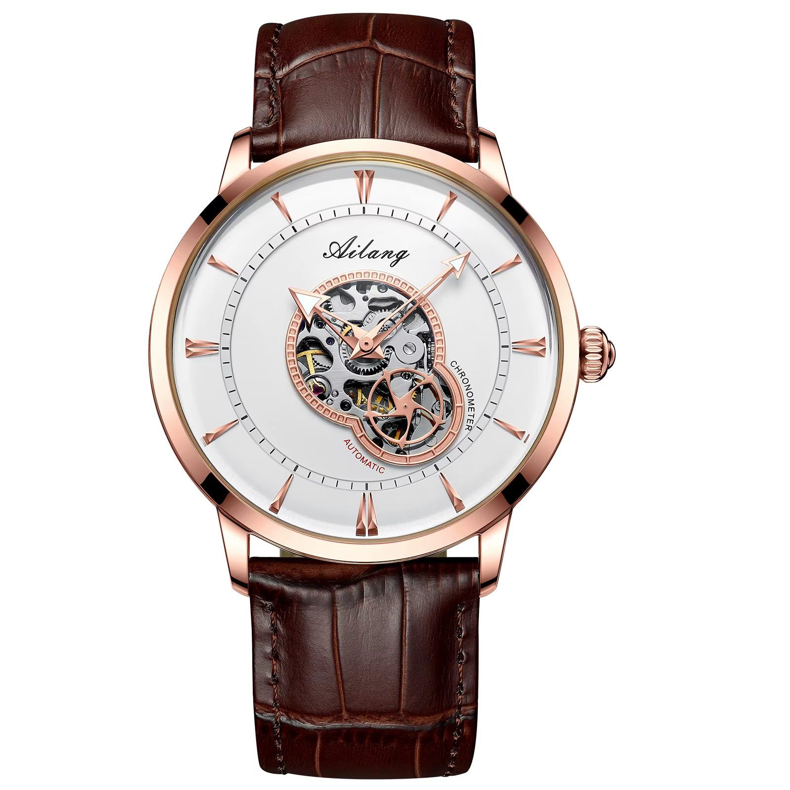 AILANG - Montre Homme Étanche 3ATM, Style Jeune, Aiguille Sabre, Optique, Plaqué IP, Bracelet en Cui
