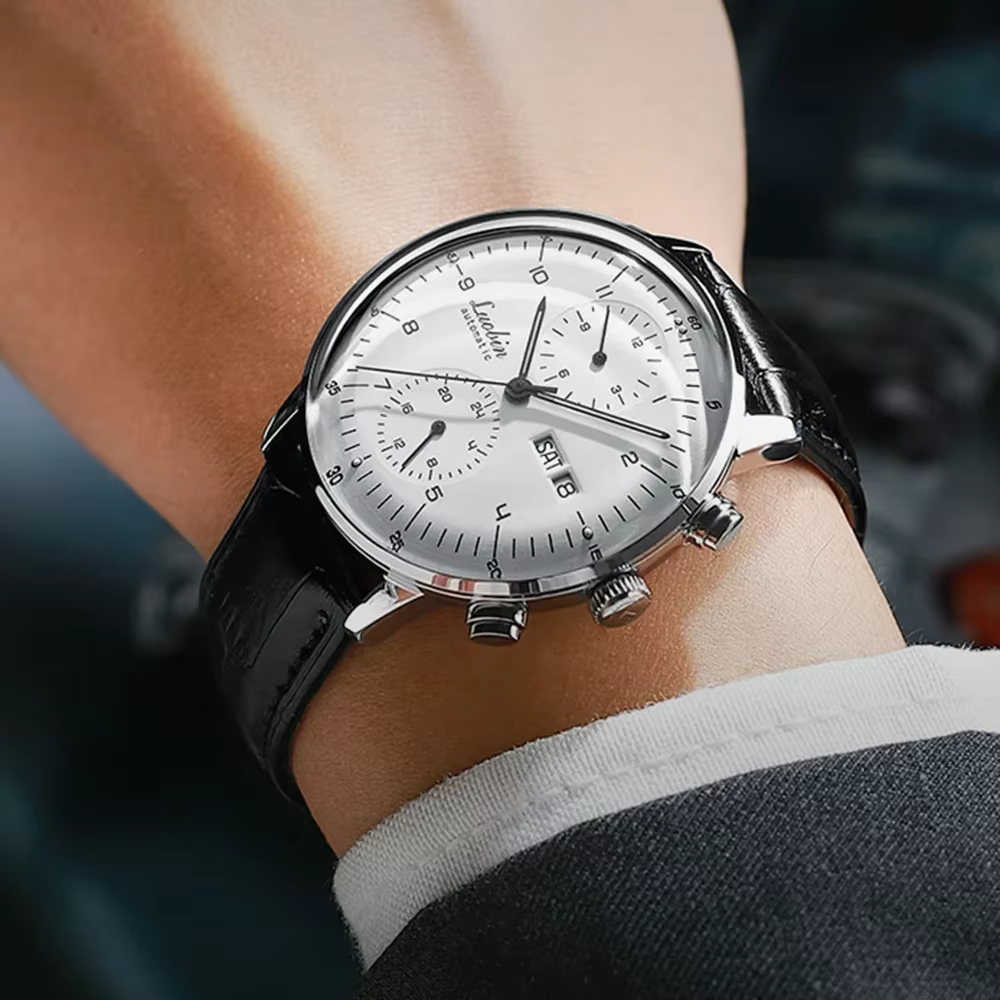 Montres mécaniques pour hommes, montre-bracelet automatique d'affaires, en acier inoxydable, lumineu