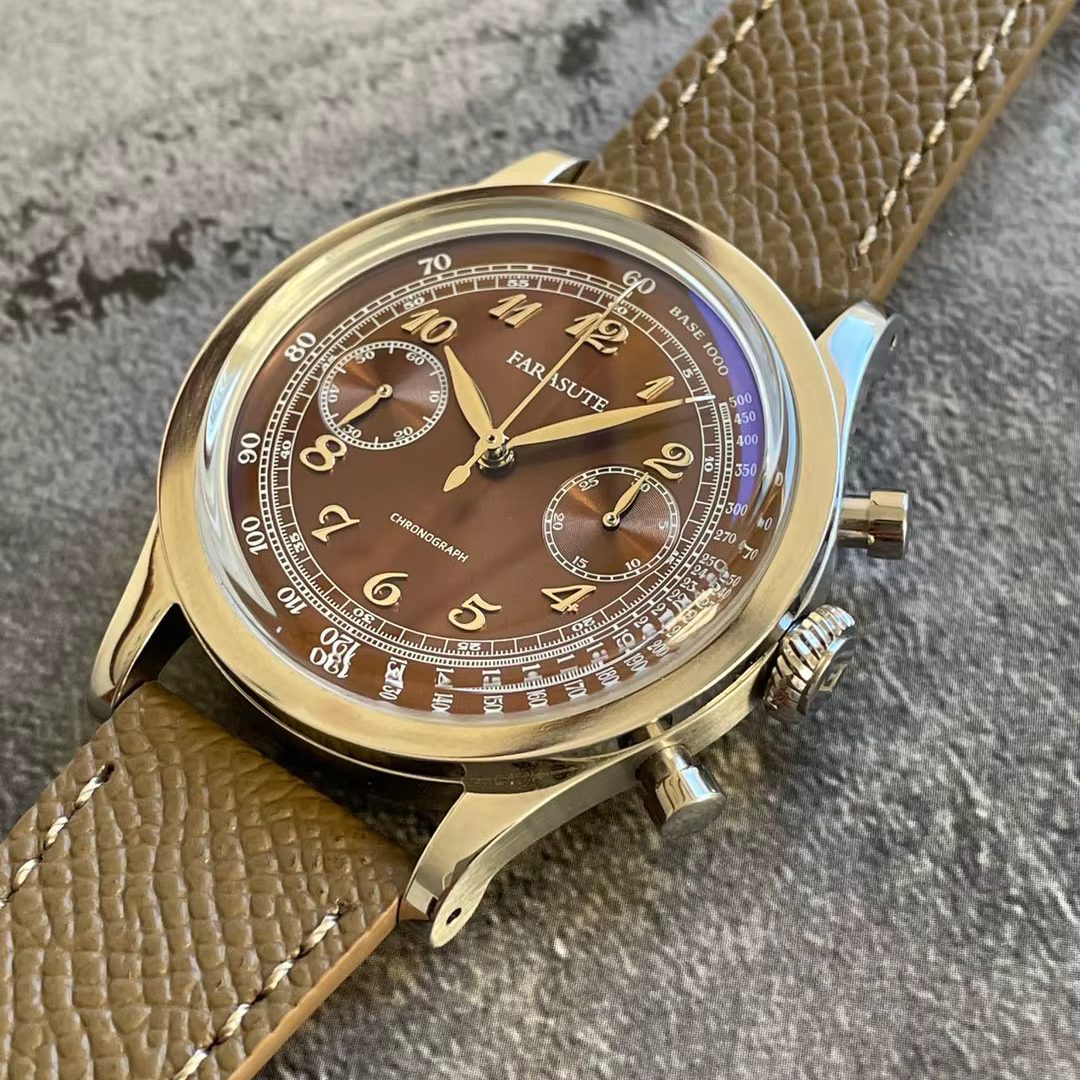 FARASUTE hommes chronographe montre 38mm luxe Panda classique manuel vent mécanique montre-bracelet 