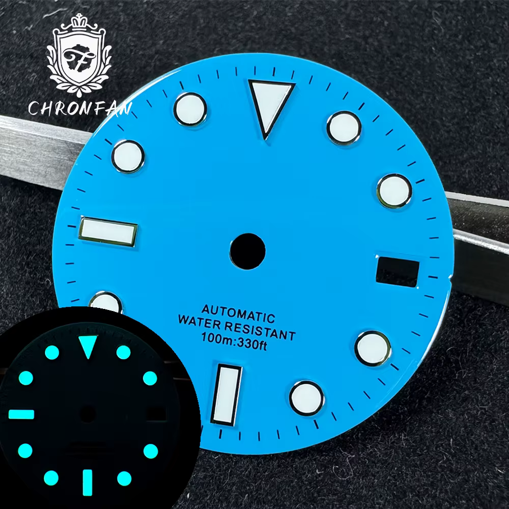 Bleu glace 28.5mm pour sous-montre cadran bleu lumineux pour NH35/NH34/4r35/4r36 mouvement GMT brico