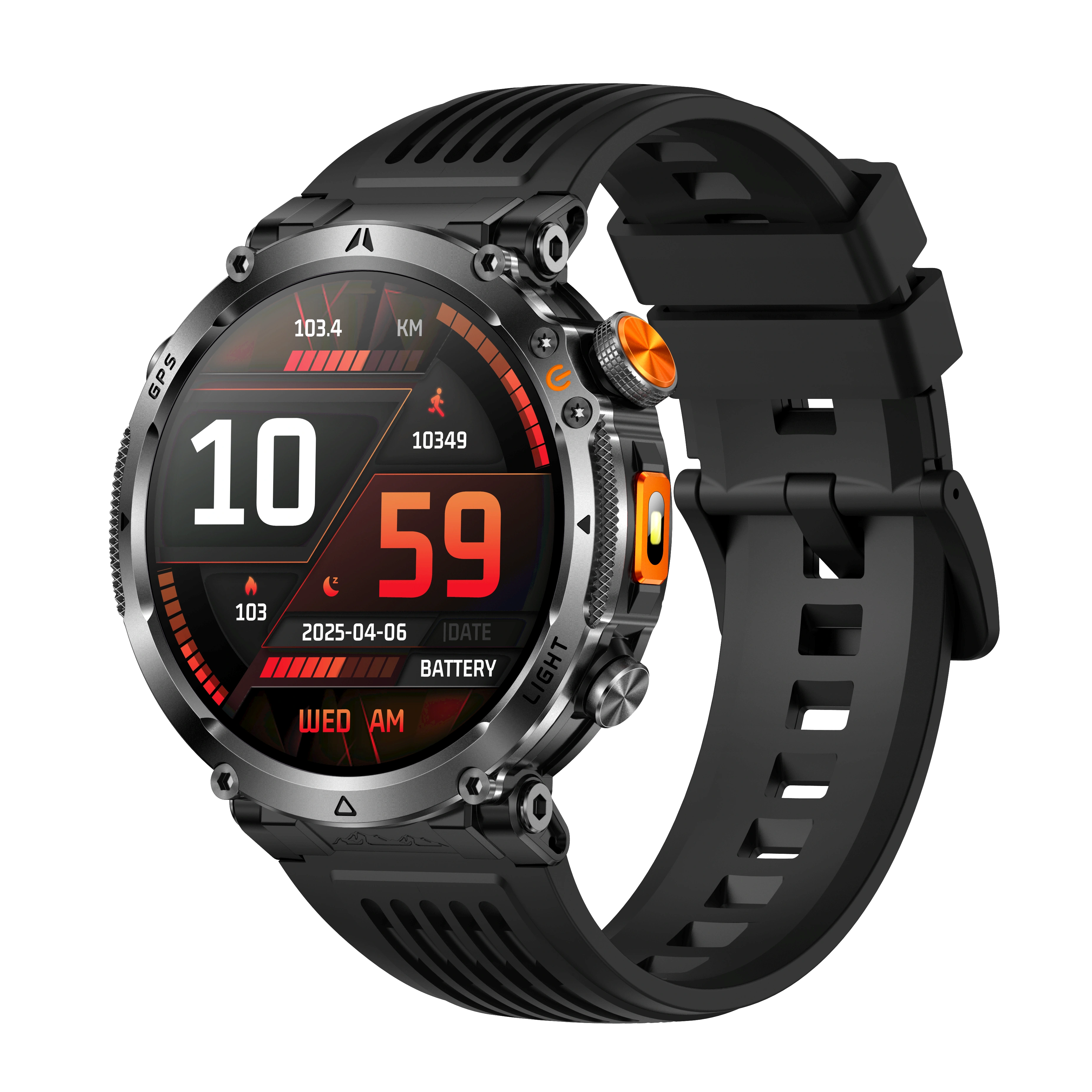 Montre connectée sportive GPS 2026 avec écran HD de 1,7 pouces, lampe de poche, appels Bluetooth san