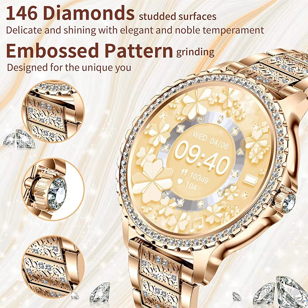 Montre intelligente à écran AMOLED pour femme, fréquence cardiaque, oxygène sanguin, bracelet pour f