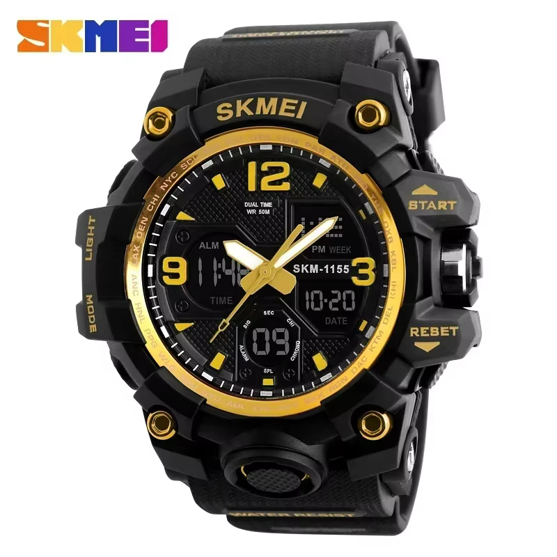 SKMEI 1155B 5Bar étanche double affichage montres Relogio Masculino montre Sport hommes militaire mo
