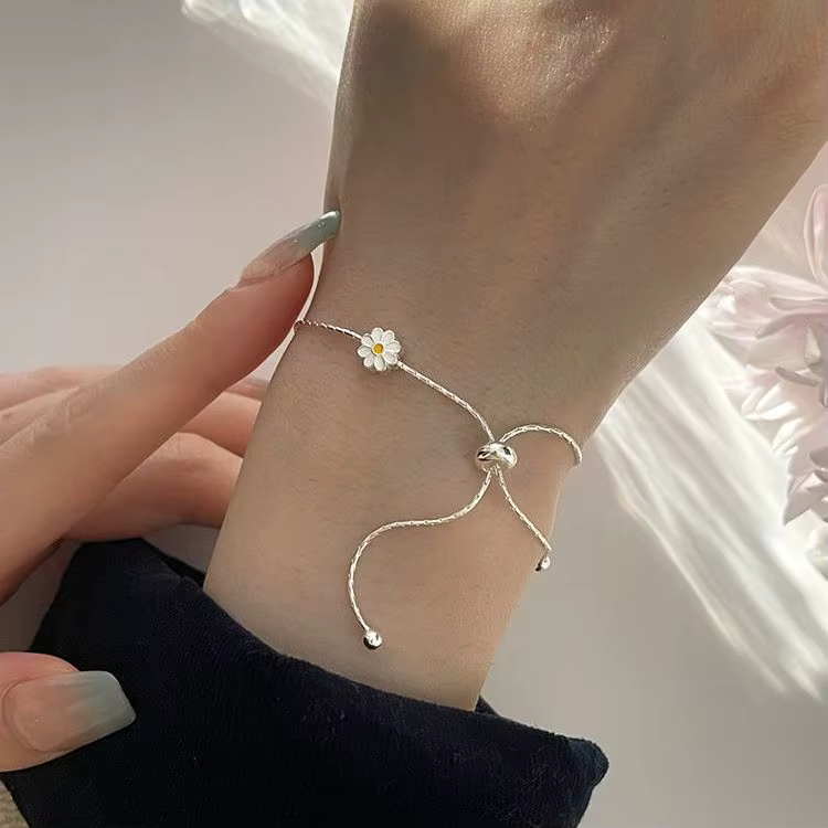 AndrFlower-Bracelet réglable en argent regardé 925 pour femmes et filles, destroy Sweet Beaded, Fash