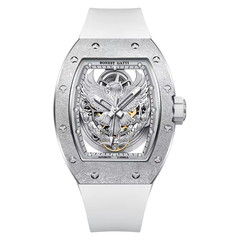 BONEST GATTI 5002 hommes montre automatique Tonneau mécanique montre-bracelet lumineux aigle cadran 
