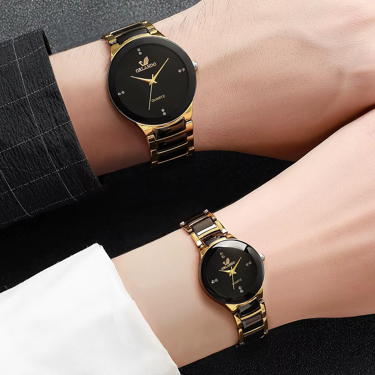 Montre à quartz en acier inoxydable pour hommes et femmes, montres-bracelets d'affaires, mode couple