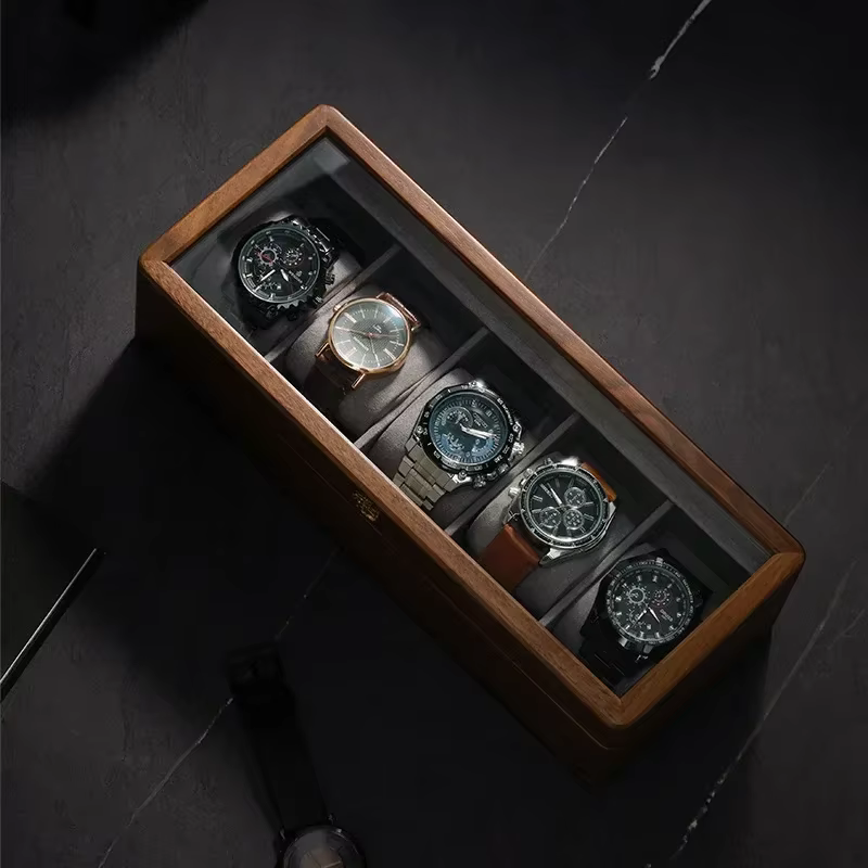 Boîte de rangement de montre en bois massif, boîte de rangement de luxe pour hommes, organisateur de