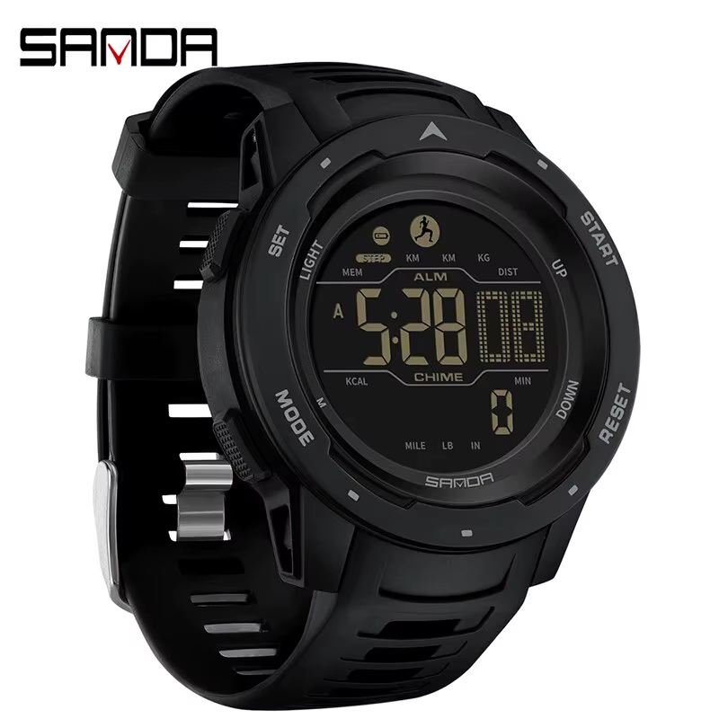SANDA marque hommes montres sport podomètre Calories 50 M LED étanche montre numérique montre-bracel
