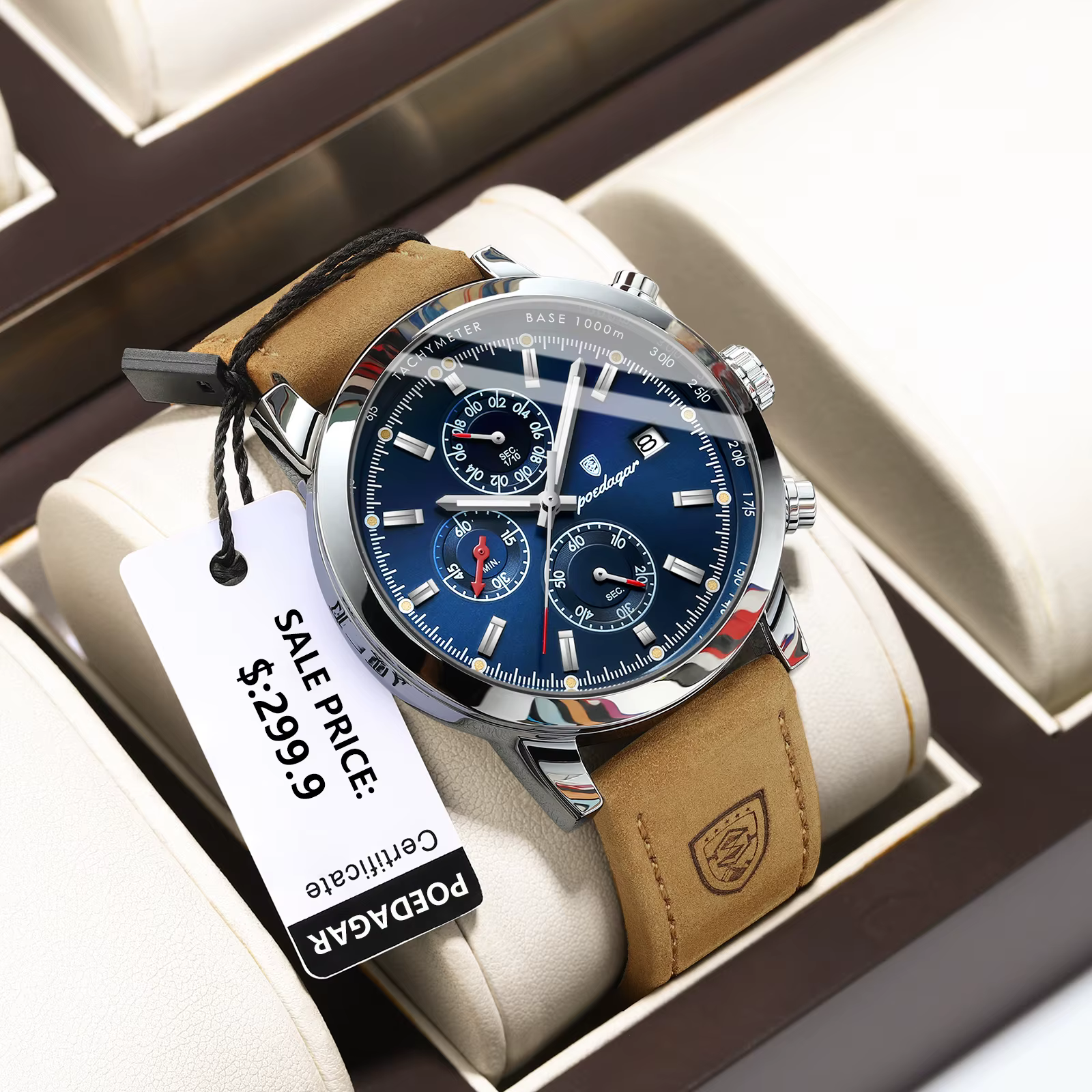 POEDAGAR-Montre de Luxe Chimman pour Homme, Chronographe Shoe, Étanche, Date, dehors, Mn, Cuir, Mont