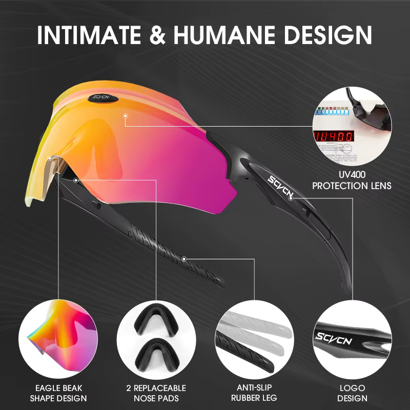 Scvcn hommes lunettes de cyclisme Sport de plein air lunettes de soleil de course femmes vtt vélo lu