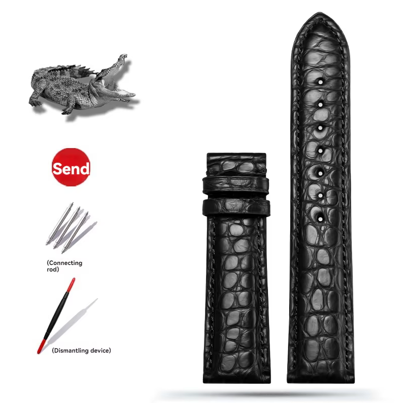 Bracelet de montre en cuir de Crocodile pour Tissot Longines Omega Mido, noir marron, véritable Alli