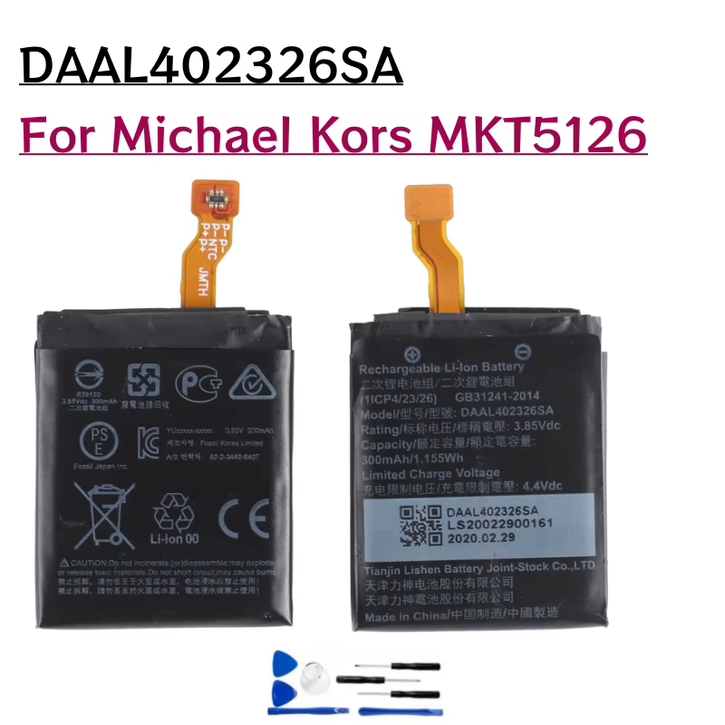 Nouvelle batterie DAAL 402326 Batteries SA 300mAh pour montre intelligente Michael Kors mkt5126 DW11