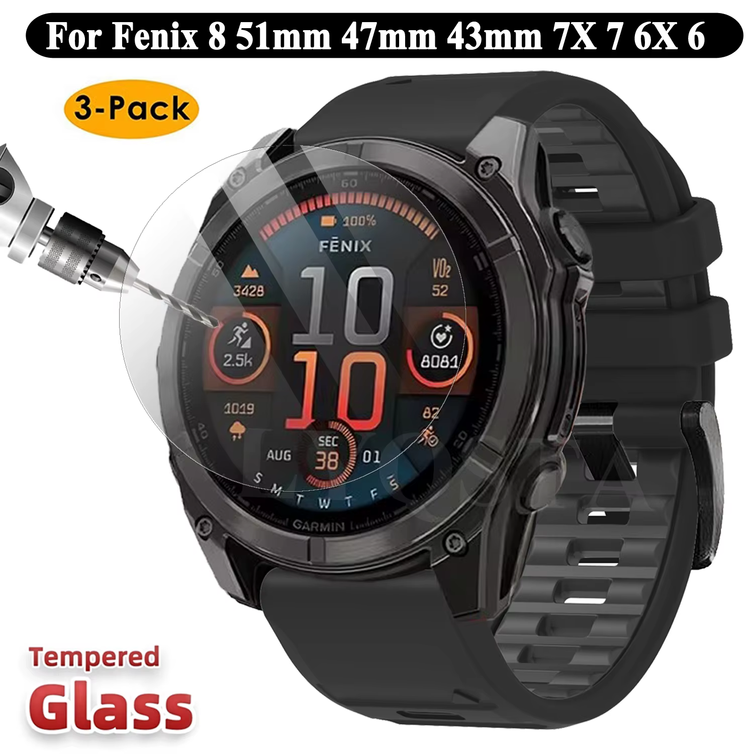 3 pièces 9H Premium verre trempé pour Garmin Fenix 8 8X 43 47 51mm Smartwatch protecteur d'écran Fil